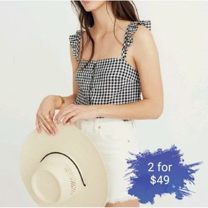 HP Nwt madewell ruffle-strap cami gingham check